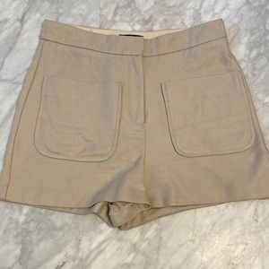 Tan beige high waisted dress shorts sz 6 pockets
